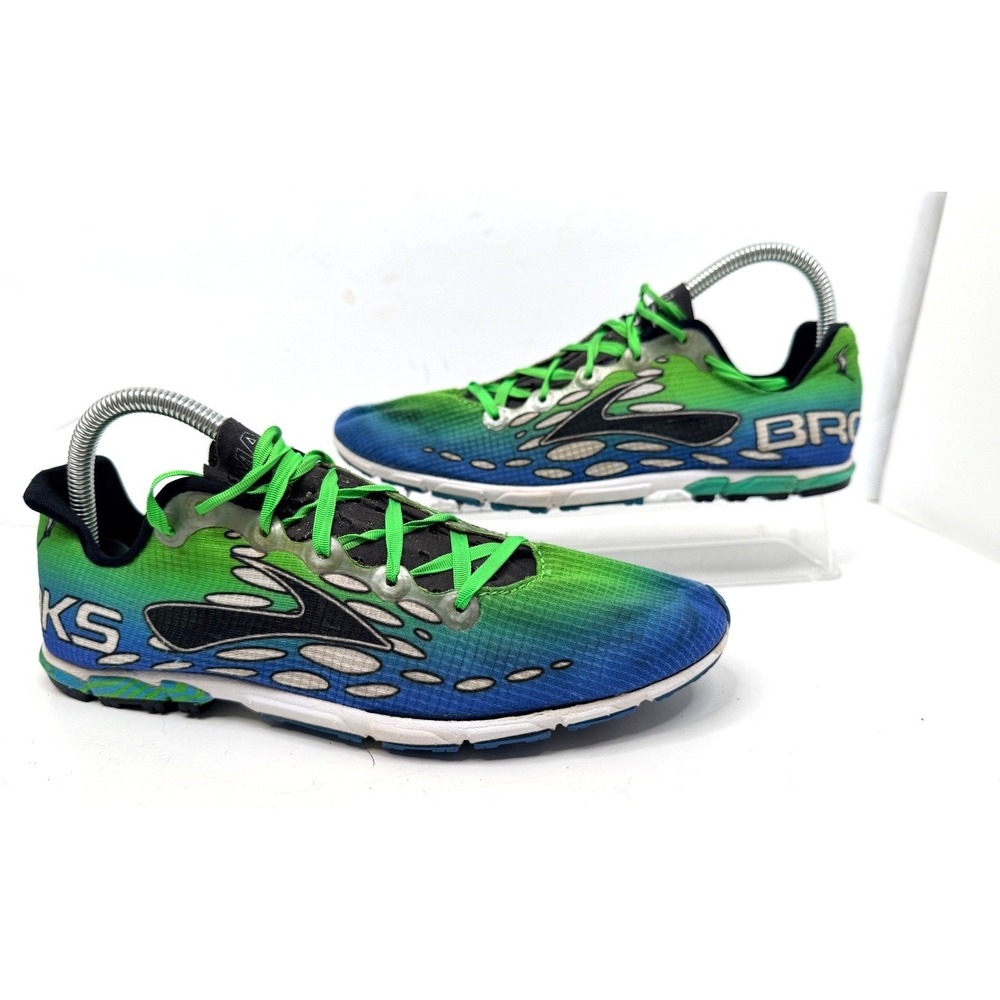 Brooks Mach Track Spikes Mens 8.5 Racing Shoes Green Blue XC Distance
